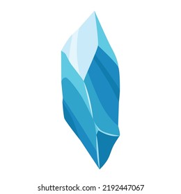 Cartoon ice crystals. Cold frozen blocks or ice mountain, winter decoration for game design. Iceberg broken pieces of ice. Snowy elements on white background