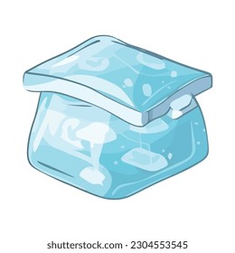 cubos de hielo de dibujos animados en un icono de bolsa aislado