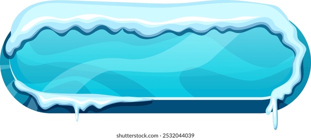 Cartoon ice game button. Blue frozen stone
