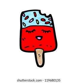 cartoon ice lolly with bitten corner