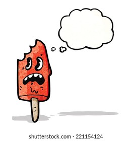 cartoon ice lolly character with bite