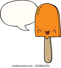 caricatura de hielo lolly con burbuja de habla