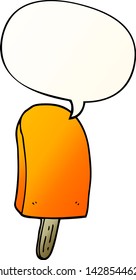 cartoon ice lolly with speech bubble in smooth gradient style