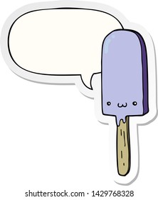 cartoon ice lolly with speech bubble sticker