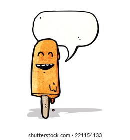 caricatura de hielo lolly con burbuja de habla