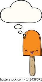 cartoon ice lolly with thought bubble