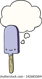 Cartoon-Eis einzeln mit Denkblase