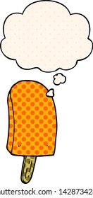 Cartoon-Eis einzeln mit Denkblase im Comicstil