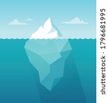 Cartoon iceberg background. Iceberg underwater view. Vector
