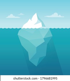 Cartoon iceberg background. Iceberg underwater view. Vector