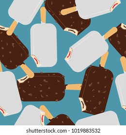 Cartoon ice-cream's seamless pattern. Flat design of ice lolly. Vector illustration.