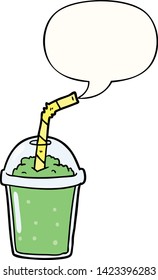 cartoon iced smoothie with speech bubble