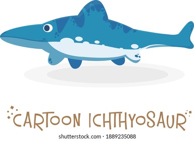 Cartoon ichthyosaur premium vector design illustration