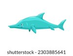 Cartoon ichthyosaurus dinosaur character. Isolated vector large extinct marine reptile from Early Triassic to Late Cretaceous period. Stenopterygius quadriscissus swimming ocean wildlife creature