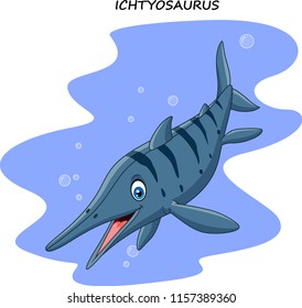 Cartoon ichthyosaurus on white background