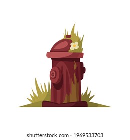 Cartoon icon of abandoned fire hydrant in deserted city vector illustration