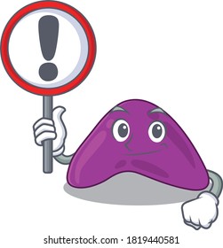 A cartoon icon of adrenal with a exclamation sign board