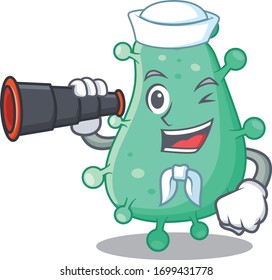 A cartoon icon of agrobacterium tumefaciens Sailor with binocular