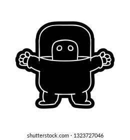 cartoon icon of an alien in a suit