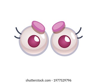 Cartoon icon with angry monster eyes on white background isolated vector illustration