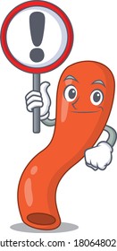 Un icono de caricatura del apéndice con un cartel de exclamación