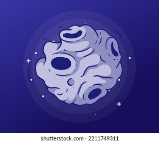 Cartoon icon of asteroid vector illustration.