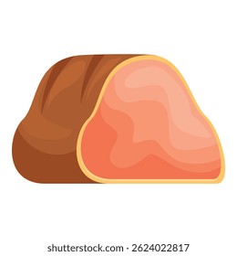 Cartoon icon of a big piece of ham with fat, showing its juicy texture
