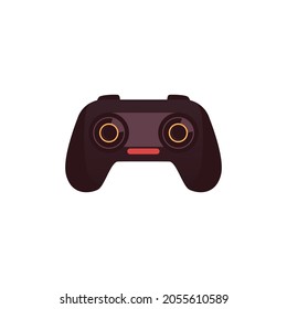 Cartoon icon of black plastic joystick or controller for video games, flat vector illustration isolated on white background. Computer gaming gamepad symbol.