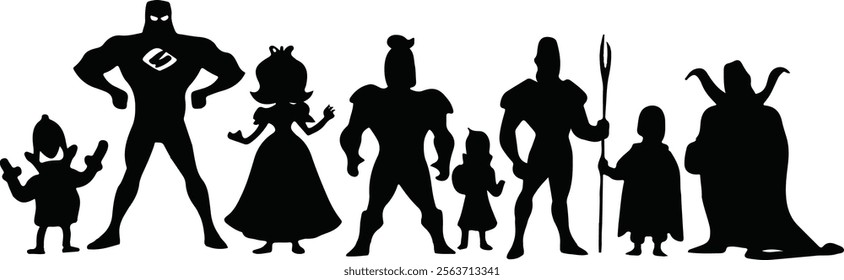 cartoon icon black vector silhouettes white background art