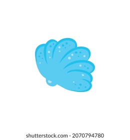 Cartoon icon of blue sea shell, vector illustration isolated on white background. Water mollusk shape an element for summer aquatic beach vacation and travel topic.