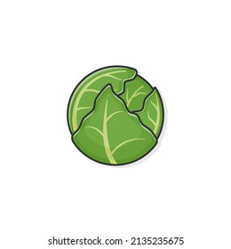 Cartoon icon of brussels sprouts. Vegetable icon. Fresh, vegetable, and whole with leaf. Brussels sprouts cartoon.