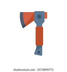 Cartoon icon of camping axe with wooden handle for cutting wood, chopping trees and making campfire