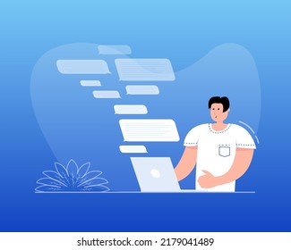 Cartoon icon with chat people. Cartoon flat vector illustration