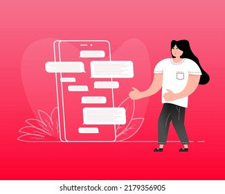 Cartoon icon with chat people. Cartoon flat vector illustration