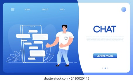 Cartoon icon with chat people. Cartoon flat vector illustration