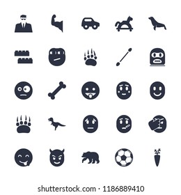 Cartoon icon. collection of 25 cartoon filled icons such as animal paw, bear, seal, toy car, child building kit, cotton buds. editable cartoon icons for web and mobile.