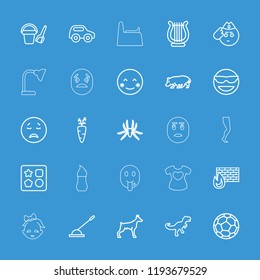 Cartoon icon. collection of 25 cartoon outline icons such as dog, spider, hippopotamus, toy car, bucket toy for beach. editable cartoon icons for web and mobile.