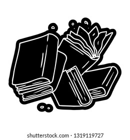 cartoon icon of a collection of books