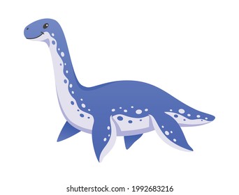 Cartoon icon with cute aquatic dinosaur on white background vector illustration