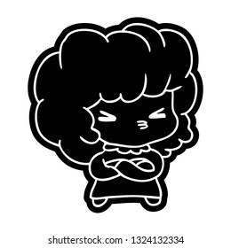 cartoon icon of a cute cross kawaii girl