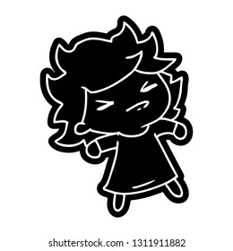 cartoon icon of a cute kawaii girl