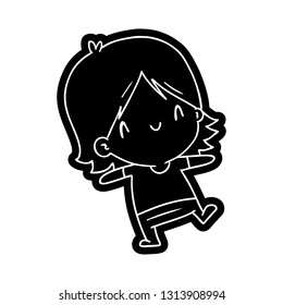 cartoon icon of a cute kawaii girl