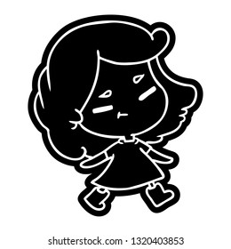 cartoon icon of a cute kawaii girl
