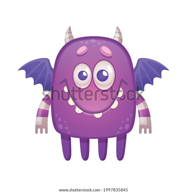 Cartoon Icon Cute Kind Purple Monster Stock Vector (Royalty Free ...