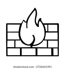 Cartoon Symbol Cyber Security Fire Wall Einfaches digitales Design