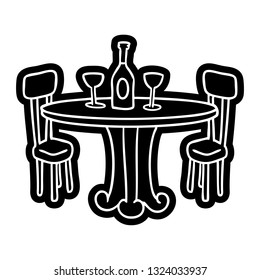 cartoon icon dinner table and drinks