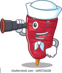 A cartoon icon of doner kebab Sailor with binocular