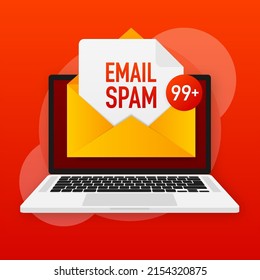 Cartoon icon with email spam. Data protection. Alert message
