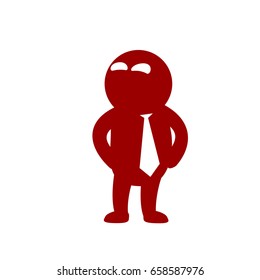 Cartoon icon emotional character, moving and gesticulating. Funny businessman with necktie angrily and proudly looks away, averting his gaze.