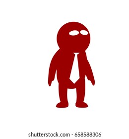 Cartoon icon emotional character, moving and gesticulating. Funny businessman with necktie patiently and disappointedly looks at something obscene or disgusting.